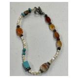 Sterling Silver Estate Multi Gemstone Necklace