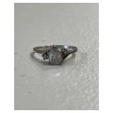 Sterling Silver White Sapphire Solitaire Ring