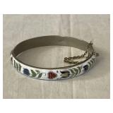 Sterling Silver Ornate Enamel Bracelet