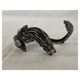 Ornate Silver Dragon Head Bracelet