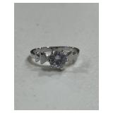 White Sapphire Geometric Solitaire Ring