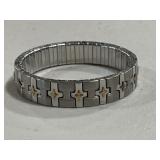 18K Gold & Stainless Cross Bracelet