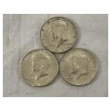 Three 1964 Kennedy Half Dollars