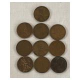 10 Wheat Pennies