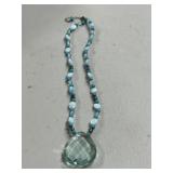 Turquoise Bead & Crystal Vintage Necklace