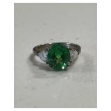 Sterling Silver Estate Emerald Dinner Ring