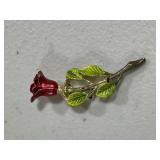 Vintage Rose Enamel Brooch