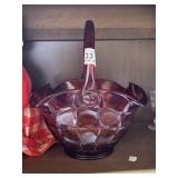 Ruby Red Glass Basket