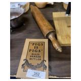 Wood Rolling Pin & Book