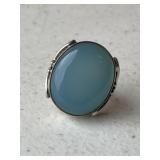 Sterling Silver Large Chalcedony Dinner Ring