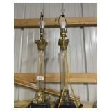 Beautiful Guilded Marble Base Set of Lamps