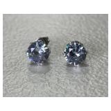 White Sapphire Solitaire Earrings
