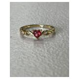Sterling Silver Estate Heart Gemstone Ring