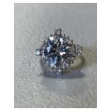 Sterling Silver White Sapphire Solitaire Ring