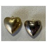 2 Large Vintage Heart Pendants