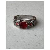 Red Stone Heart Ring
