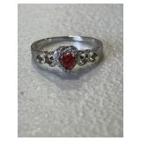 Sterling Silver Heart Gemstone Ring