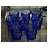 8 Fostoria Thumbprint Azure Mugs