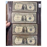Four 1957 $1 Silver Certificates