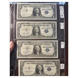 4 UNC $1 Silver Certificates
