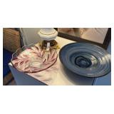 2 Large Decorative Footed Bowls