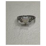 Sterling Silver Estate Opal Heart Ring