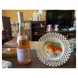 Milk Glass Plate & Wine