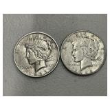 Two 1923 Peace Dollars