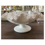 Fenton Silver Crest Milk Glass Compote