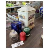 Gold Trim Lidded Box & Misc.