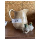 Crown Pottery Pitcher & Vintage Shakers