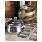 Large Glass Ball, Sterling Silver Bowl