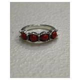 4 Stone Red Coral Ring