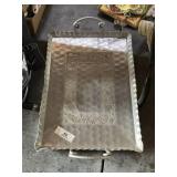 Large Double Handle Ornate Aluminum Tray