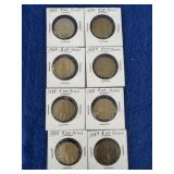 Eight $100 Mexican Pesos Coins