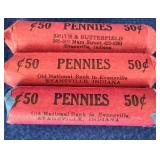 3 Rolls 95% Copper Lincoln Cents