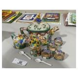 Ornate Tea Set with Napkin Rings