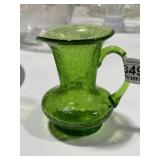 Emerald Cracked Glass Miniature Pitcher