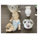 Miniature Oil Lamp & Figurine