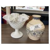 Milk Glass Candy Dish & Vase