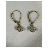 14K Gold Lever Back Solitaire Earrings