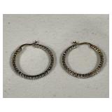 Sterling Silver White Sapphire Hoop Earrings