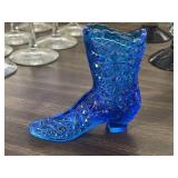 Vintage Blue Glass Boot