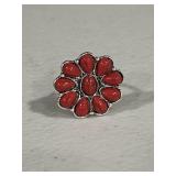 Southwest Style Vintage Red Coral Ring