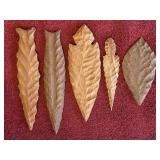 5 Cedar Wood Carved Points