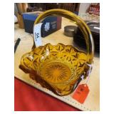 Vintage Amber Glass Basket