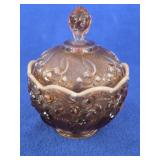 Fenton Amber Opalescent Covered Candy Dish