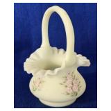 Fenton Hand Painted Satin Custard Basket