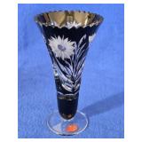 Brandenburg Crystal Black Cut to Clear Vase