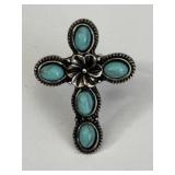 5- Stone Turquoise Cross Ring